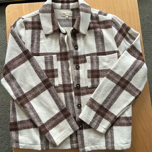 Cream and Brown Plaid Jacket (M)